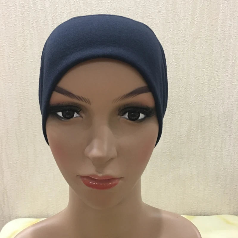 H065 plain tube hats Muslim Turban Pure Color Stretch Inner Hijabs For Caps Ready To Wear Women Head Scarf Under Hijab Bonnet