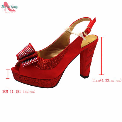 2024 High Quality Fashion Nigerian Women Shoes Matching Bag Set in Royal Blue Color Specials Design with Appliques for Party
