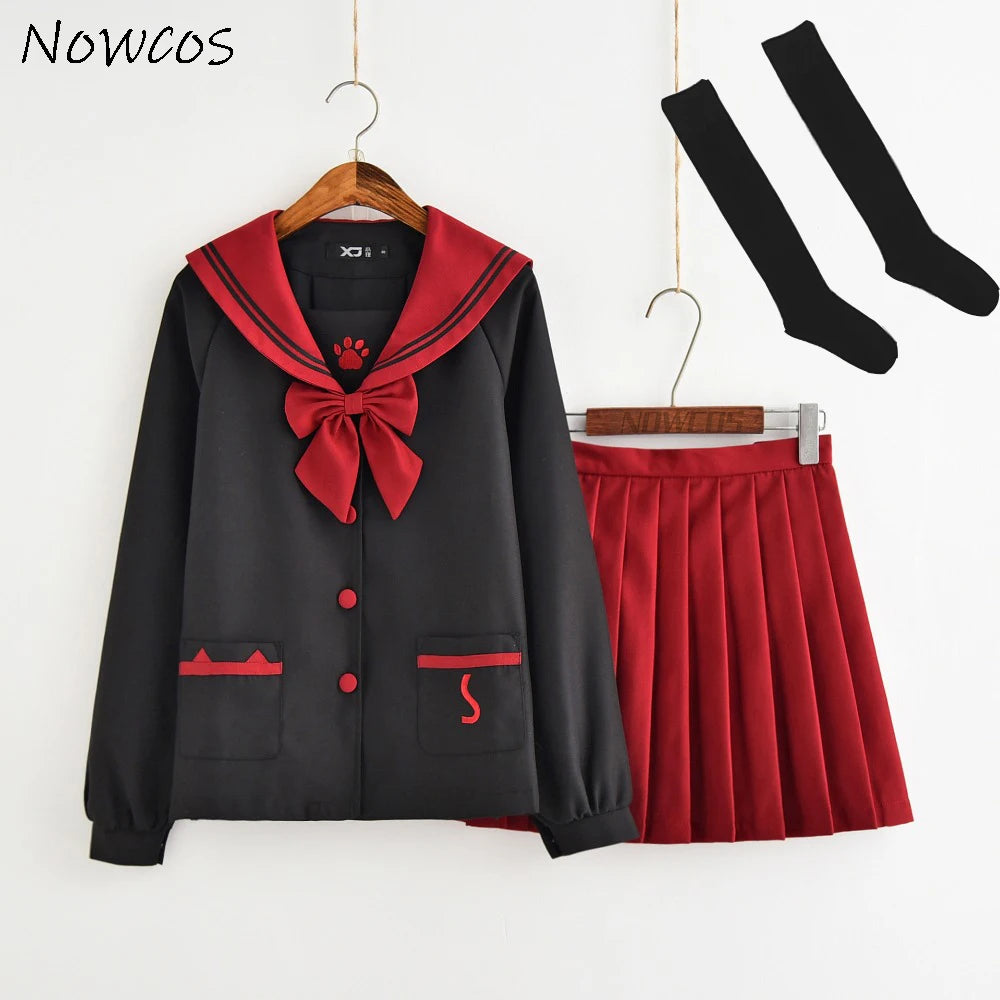 Anime Japanese Style JK Uniform Soft Girl Sailor Suit College Girl Student School Uniform Cosplay Costumes Cute Bear Claw
