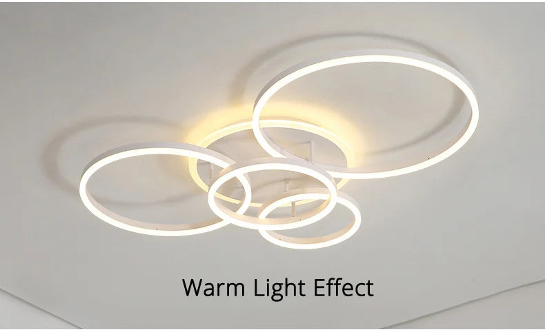 Modern Round Design Ceiling Lights For Living Room Bedroom Gold White Coffee Painted  Circle Rings Lighting Fixtures Luminaire