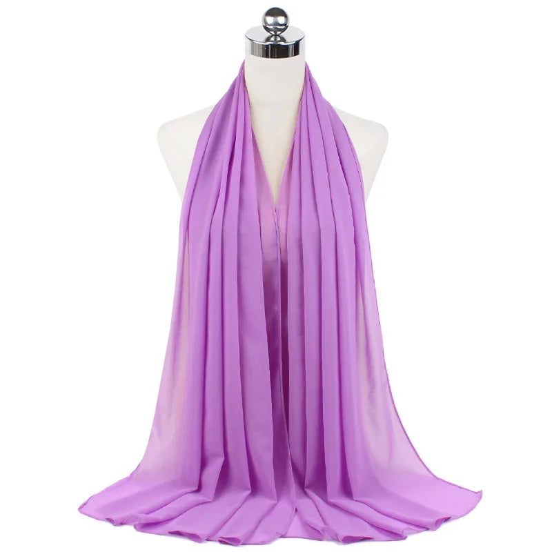 Muslim Chiffon Hijab Scarf Women Long Solid Color Head Wrap For Women Hijabs Scarves Ladies Muslim Veil Jersey Hijabs