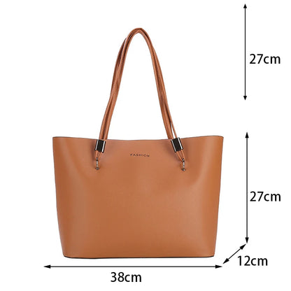 Solid Color Women's PU Leather Handbag and Purse Luxury Large Capacity Fashion Shoulder Bags Female Designer Shopping Tote Bags