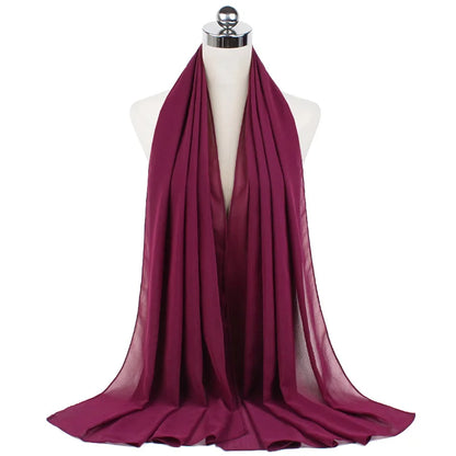 Muslim Chiffon Hijab Scarf Women Long Solid Color Head Wrap For Women Hijabs Scarves Ladies Muslim Veil Jersey Hijabs