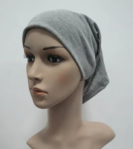 H065 plain tube hats Muslim Turban Pure Color Stretch Inner Hijabs For Caps Ready To Wear Women Head Scarf Under Hijab Bonnet