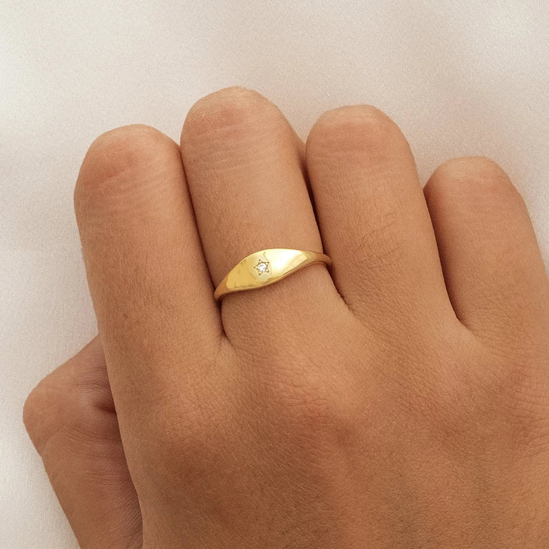 24K Gold Plated Colorful Crystal Gold Rings Turquoise Engagement Wedding Anniversary Ring Light Luxury Fashion Jewelry Gifts A40
