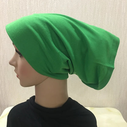 H066 Plain tube hat with cardboard underscarf Muslim Turban Pure Color Stretch Inner Hijabs Women Head Scarf Under Hijab Bonnet