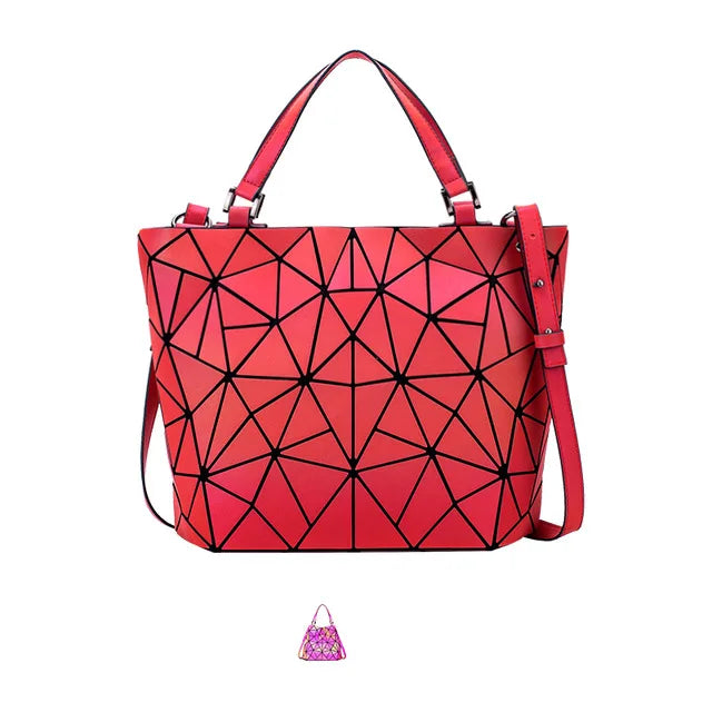Ladies Luminous Bag Geometric Bags for Women 2024 Quilted Shoulder Bags Laser Plain Folding Female Handbags Bolsa Feminina