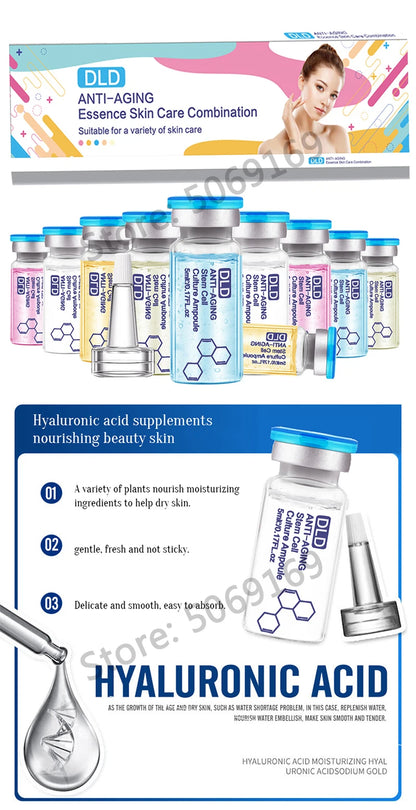 5ml Hyaluronic Acid Peptide Facial Serum BB Cream Glow Ampoule Kit Niacinamide Moisturizing Hydration Skin Rejuvenation Beauty