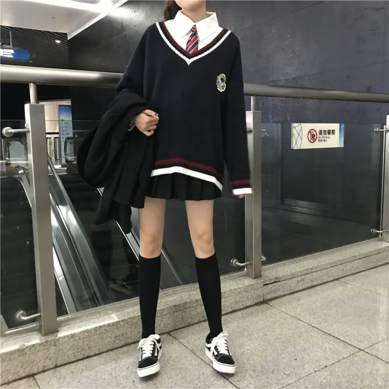 Autumn High Quality Japanese Style Students School Uniform Girls Women Sweater Long Sleeve JK School Uniforms Cardigans 6 Colors