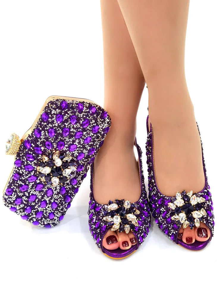 New Silver Color Nigerian Women's Shoes and Bags Party  African Fashion Shoes and Bags Wedding Shoes and Bags