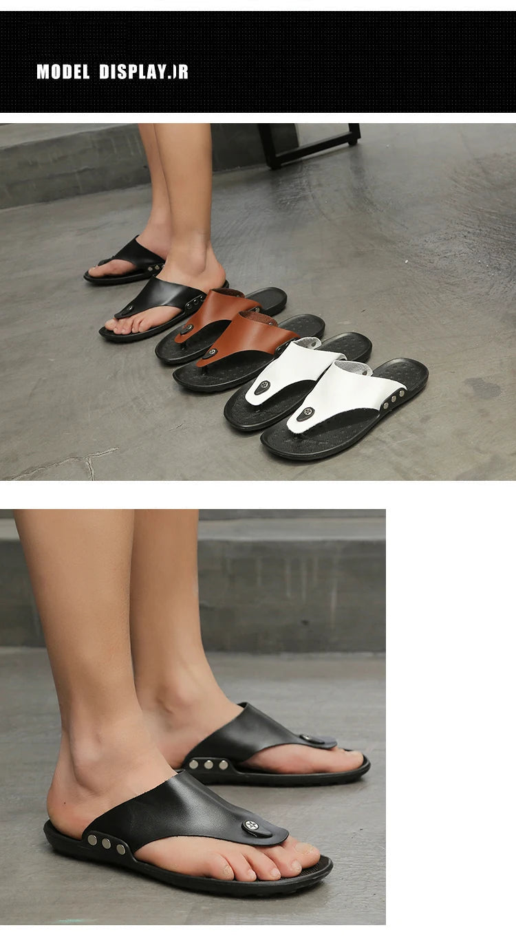 YRZL Slippers Summer Flip-Flops for Men Beach Slippers Brown Sandals Comfortable Shoes Non-Slip Bathroom Shoes  Men Slides