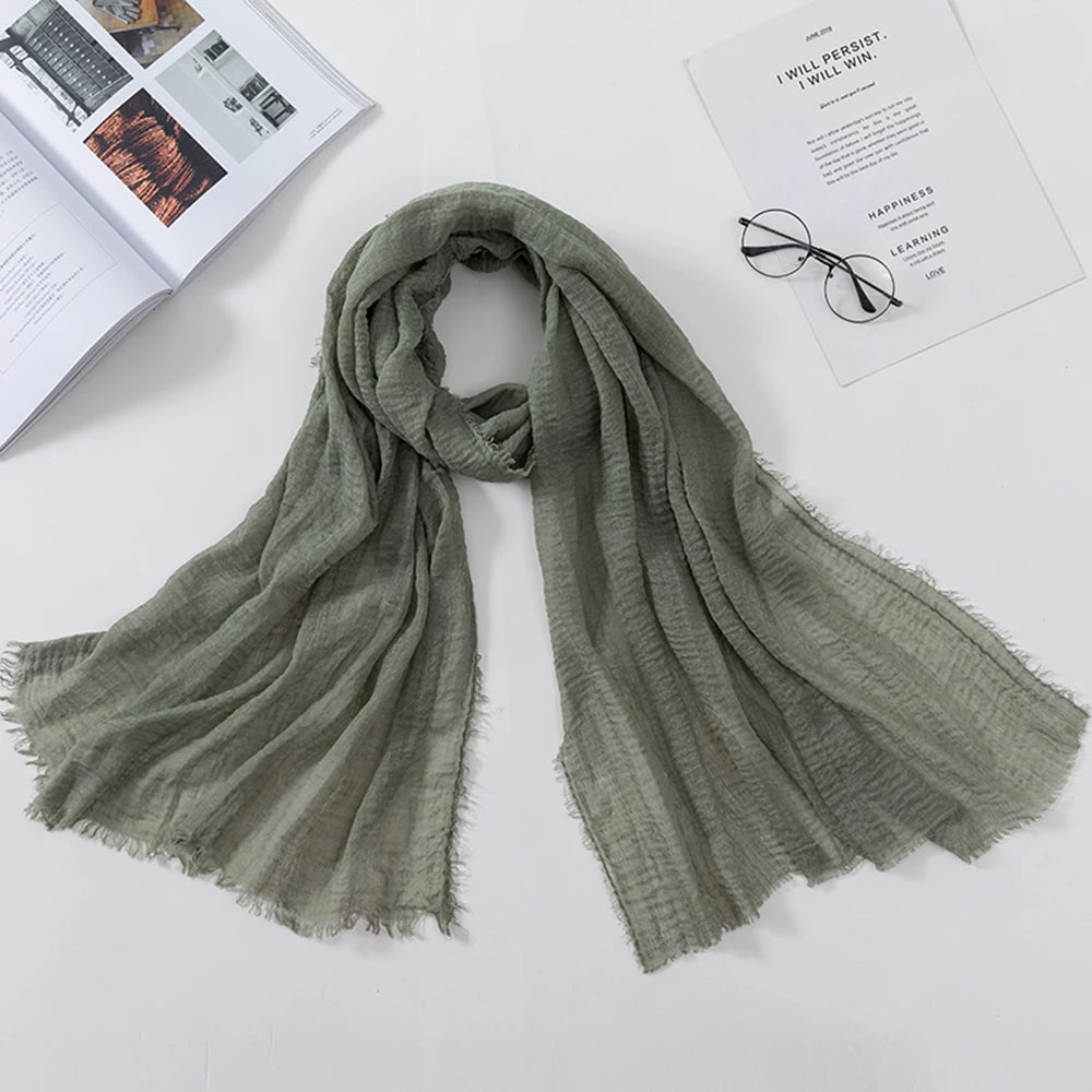 2026 Muslim Fashion Women Crinkle Hijab Scarf Soft Solid Head Scarves Turban Shawls and Wraps Hijab femme musulman kopftuch