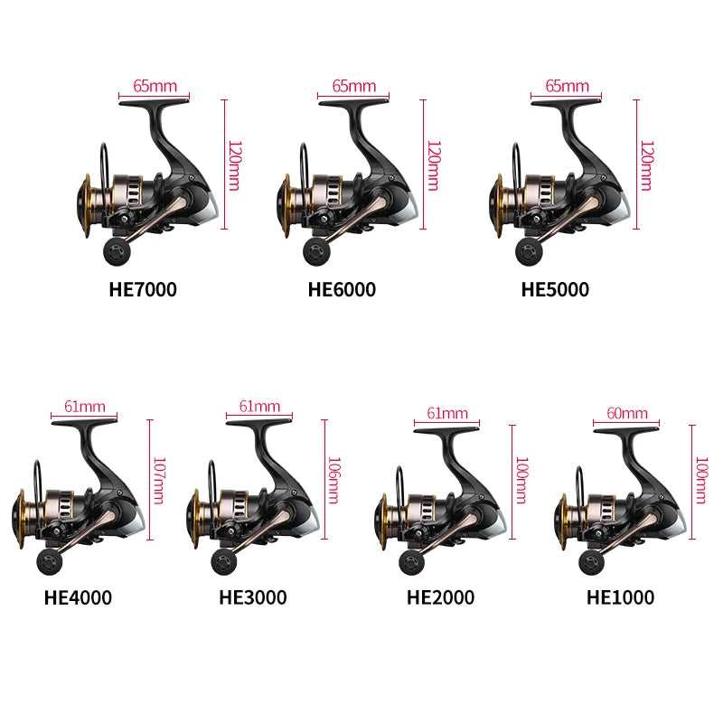 LINNHUE 2020 New Fishing Reel HE1000-7000 Max Drag 10kg Reel Fishing 5.2:1 High Speed Metal Spool Spinning Reel Saltwater Reel