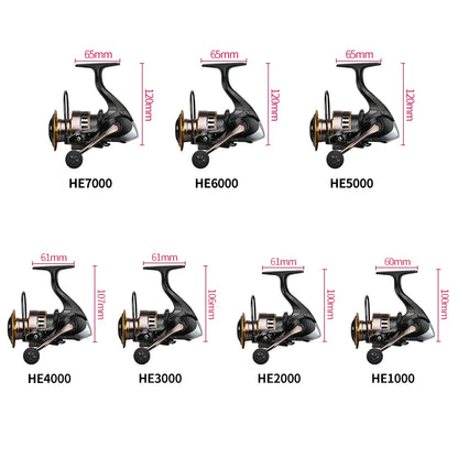 LINNHUE 2020 New Fishing Reel HE1000-7000 Max Drag 10kg Reel Fishing 5.2:1 High Speed Metal Spool Spinning Reel Saltwater Reel