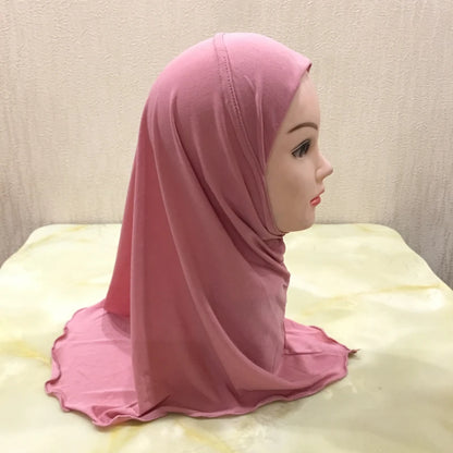 H061 Beautiful plain small girl hijab simple cute hijab hats women's caps can fit 2-6 years old girls