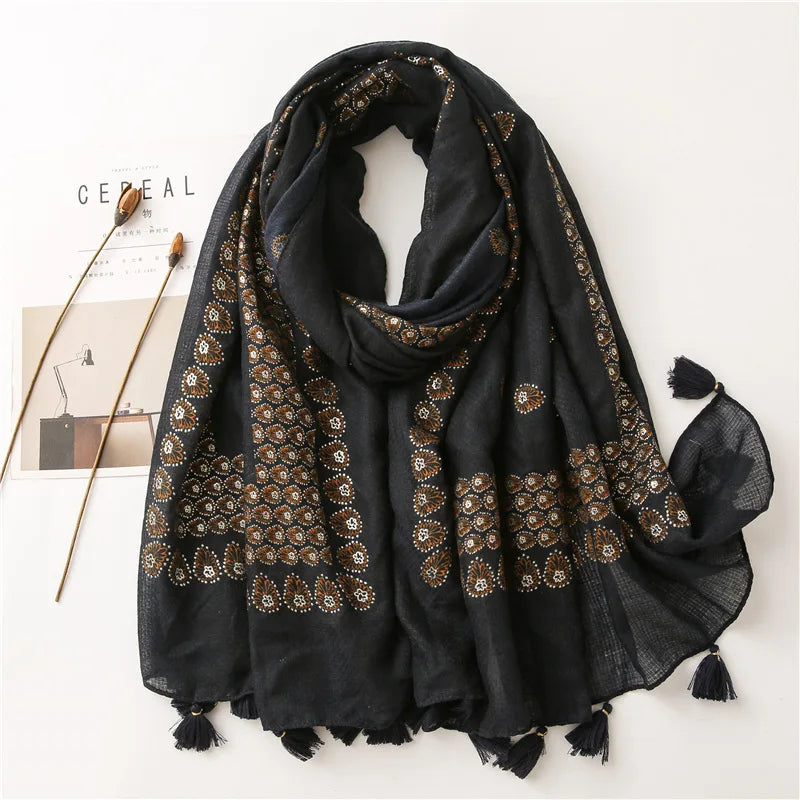 2020 New Fashion Print Summer Women cotton Scarf Polka Dot Beach Hijab Shawls and Wraps Female Foulard Echarpe Designer Bandana