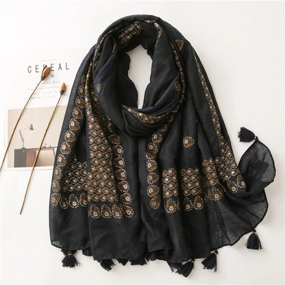 2020 New Fashion Print Summer Women cotton Scarf Polka Dot Beach Hijab Shawls and Wraps Female Foulard Echarpe Designer Bandana