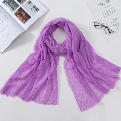 2026 Muslim Fashion Women Crinkle Hijab Scarf Soft Solid Head Scarves Turban Shawls and Wraps Hijab femme musulman kopftuch