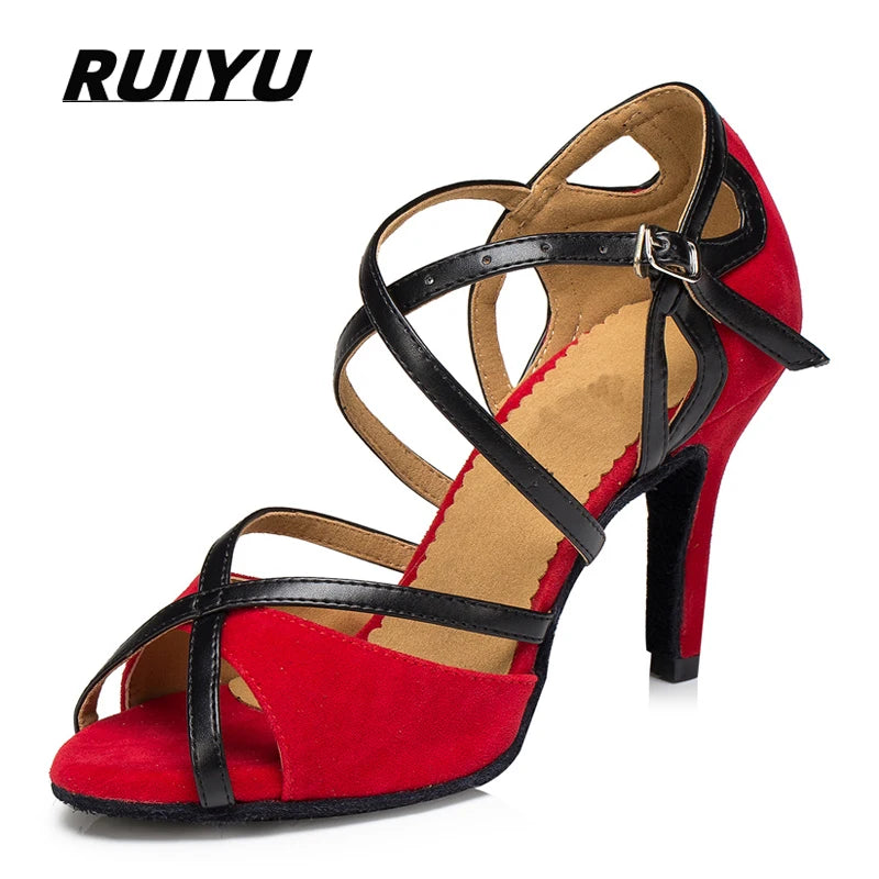 Latin Shoes Salsa Tango Ballroom Party Sports Women's Shoes Red Black Girls High Heel Summer Sandals Outdoor Women's Dance Shoes