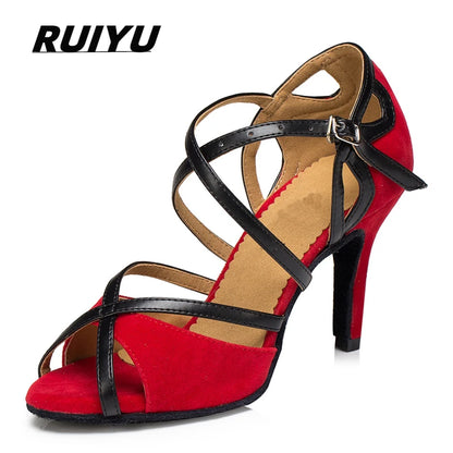 Latin Shoes Salsa Tango Ballroom Party Sports Women's Shoes Red Black Girls High Heel Summer Sandals Outdoor Women's Dance Shoes