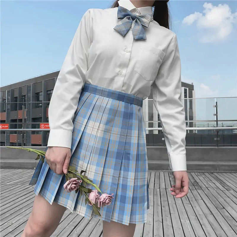 Full Set School Clothes Japanese Style Uniform Long Sleeve Jk Seifuku for Girl High Waist Pleated Skirt Anime Cosplay Schoolgirl