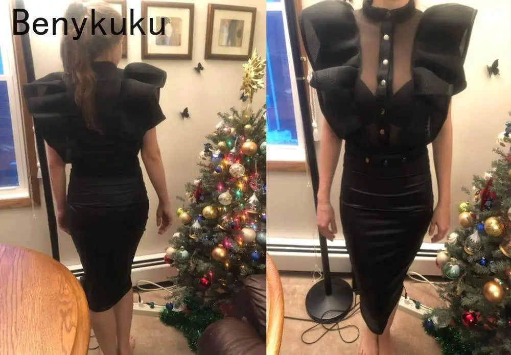 Black Jumpsuits For Women Gothic Combinaison Femme Sexy Party Body Tops Women One Piece Mesh Bodysuit Womens Clothing Romper