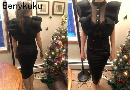 Black Jumpsuits For Women Gothic Combinaison Femme Sexy Party Body Tops Women One Piece Mesh Bodysuit Womens Clothing Romper