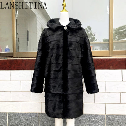 High Quality 100% Real Mink Fur Coat Removable Sleeves And Bottom Winter Genuine Leather Coat And Jacket Natural Fur Coat