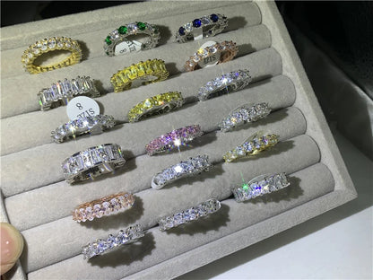 Wholesale Eternity Band Promise ring 925 Sterling silver Diamond cz Engagement Wedding Rings for women Men Finger Party Jewelry