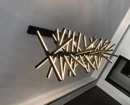 Modern LED Ceiling Chandelier Lights Nordic Luxury Pendant Lights for Living Dining Room Fish Bone Design Dimmable Hanging Lamp