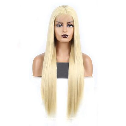 Charisma Blond Wigs Synthetic Lace Front Wig Long Silky Straight Lace Front Wig Heat Resistant Fiber Hair Cosplay Wigs For Women