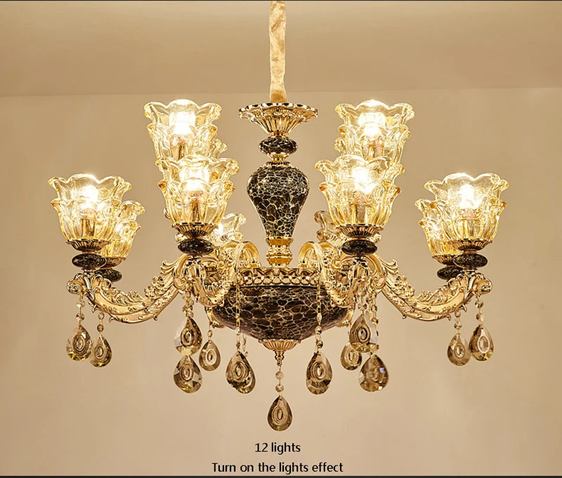 French Luxury Crystals Chandelier Living Room Bedroom Lamps Atmosphere Minimalist Ceramic Bedroom Crystal Lamp Villa Light Stair