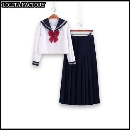 Dark magic  JK sailor suit women's orthodox 80cm long skirt middle suit Japanese sailor's uniform academic school uniform