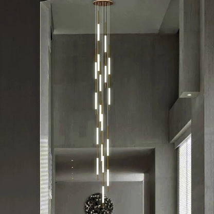 Led Pendant Light Golden Black Long Line Hanging Long Branch Chandelier Compound Attic Living Room Staircase Lighting Chandelier