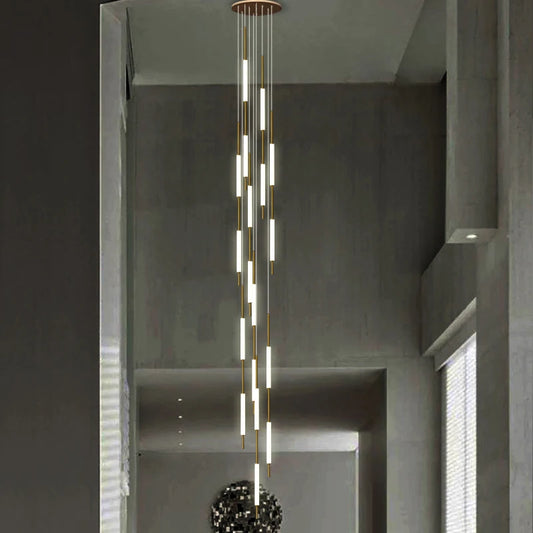 Led Pendant Light Golden Black Long Line Hanging Long Branch Chandelier Compound Attic Living Room Staircase Lighting Chandelier