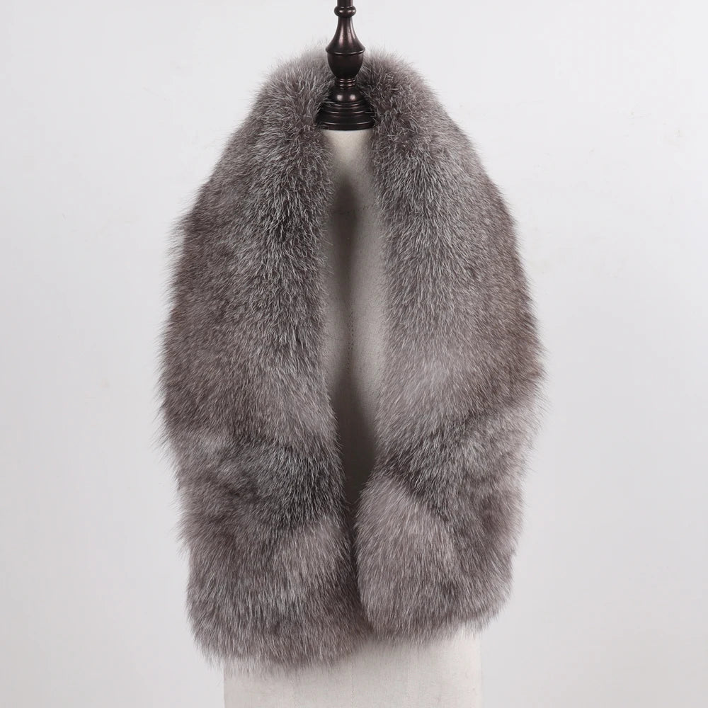New Winter Lady Natural Luxury Real Fox Fur Scarf Shawl Full Pelt Warm Soft 100% Genuine Fox Fur Scarves Women Real Fur Muffler