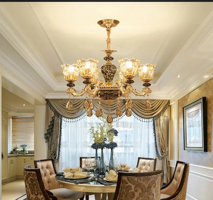 French Luxury Crystals Chandelier Living Room Bedroom Lamps Atmosphere Minimalist Ceramic Bedroom Crystal Lamp Villa Light Stair