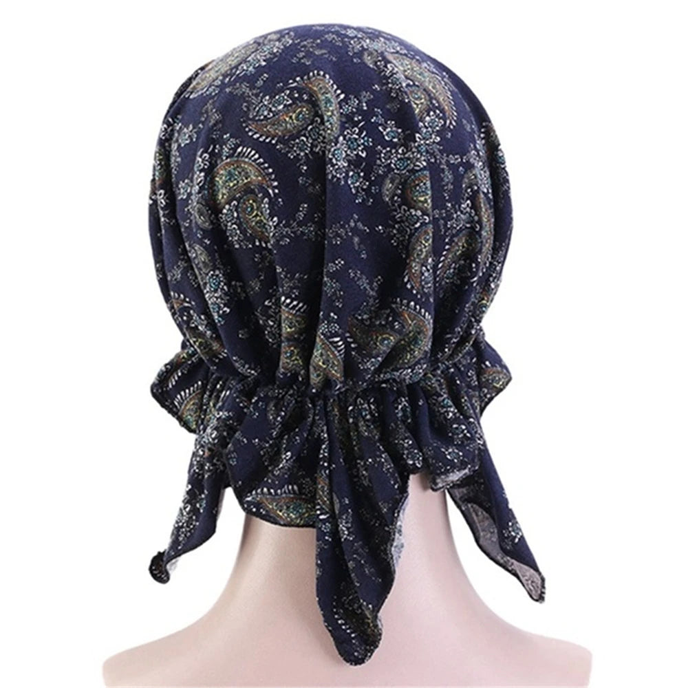 2020 NEW Fashion Women Flower Muslim Ruffle Cancer Chemo Hat Beanie Scarf Turban Head Wrap Cap Printed Headwear Lady Hats