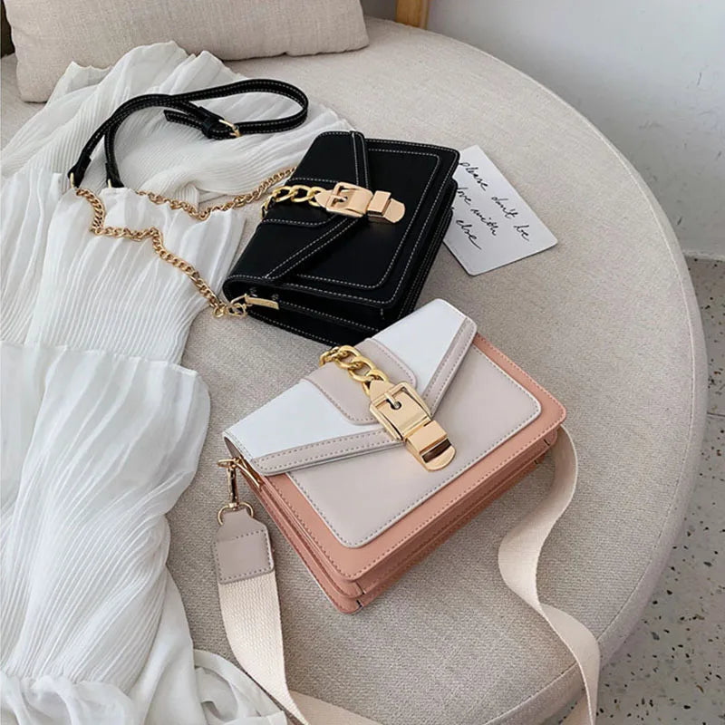 Yogodlns Small Summer Contrast Color PU Leather Crossbody Bags For Women New  Chain Shoulder Messenger Handbags Lady Hand Bag