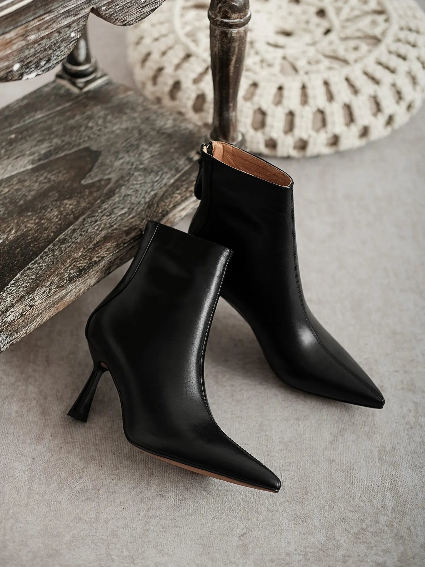 Krazing Pot Big Size 42 Cow Leather Pointed Toe High Heels Chic Design Concise Winter Spring Shoe Dress Warm Wedding Ankle Boots