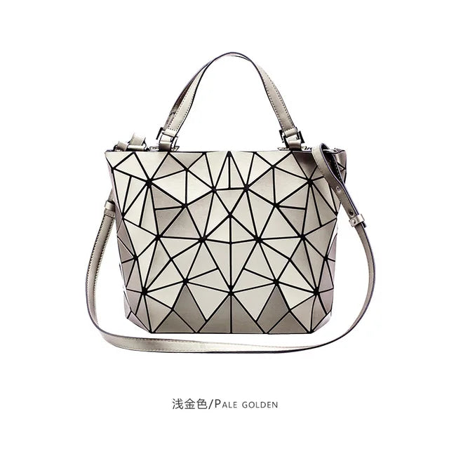 Ladies Luminous Bag Geometric Bags for Women 2024 Quilted Shoulder Bags Laser Plain Folding Female Handbags Bolsa Feminina