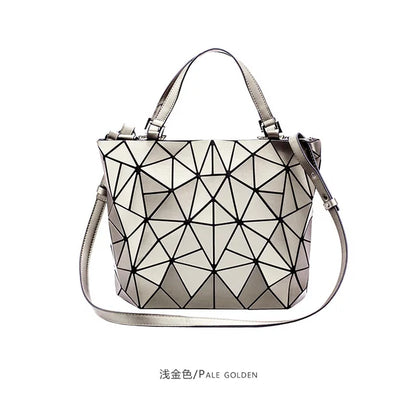 Ladies Luminous Bag Geometric Bags for Women 2024 Quilted Shoulder Bags Laser Plain Folding Female Handbags Bolsa Feminina