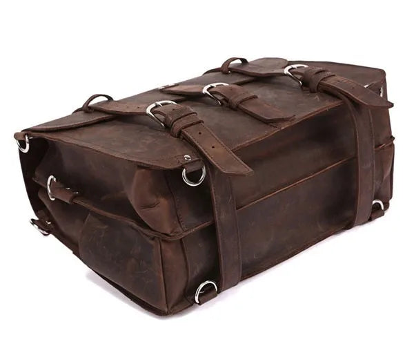 Vintage Crazy Horse Genuine Leather Men Briefcase Business Bag Large Leather Briefcase Male 15.6"Laptop Case Shoulder Bag office