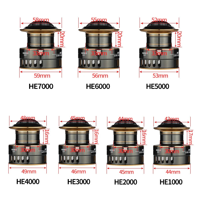 LINNHUE 2020 New Fishing Reel HE1000-7000 Max Drag 10kg Reel Fishing 5.2:1 High Speed Metal Spool Spinning Reel Saltwater Reel
