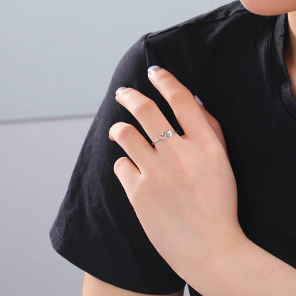 COOLTIME Initial Letter Ring for Women Stainless Steel A-Z Alphabet Double Heart Rings Simple Wedding Cheap Gift For Lover
