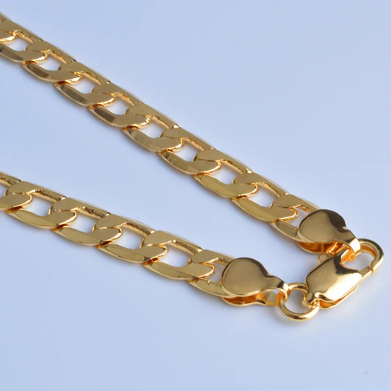 Noble 18K gold Charms 8MM sideways chain Necklace for Men women Luxury Fashion Party Wedding Versatile Jewelry Christmas Gifts