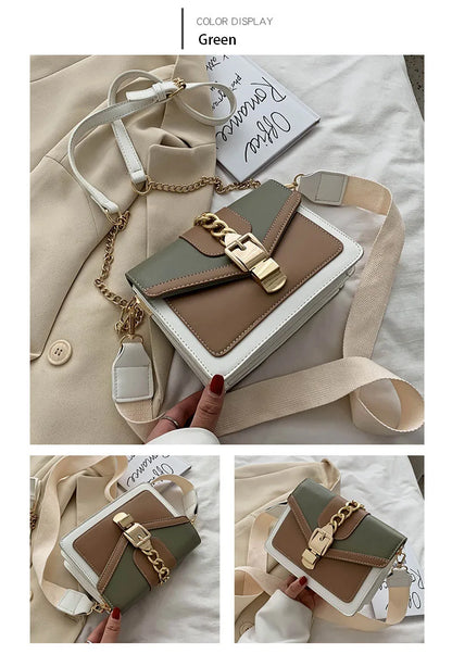 Yogodlns Small Summer Contrast Color PU Leather Crossbody Bags For Women New  Chain Shoulder Messenger Handbags Lady Hand Bag