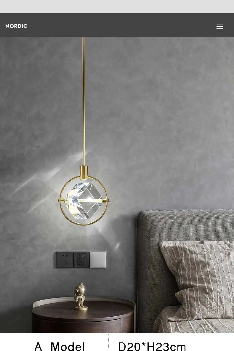Crystal Led Pendant Lights Kitchen Fixture Suspension Bedside Hanging Lamp Nordic Loft Living Room Dining Room Indoor Home Decor