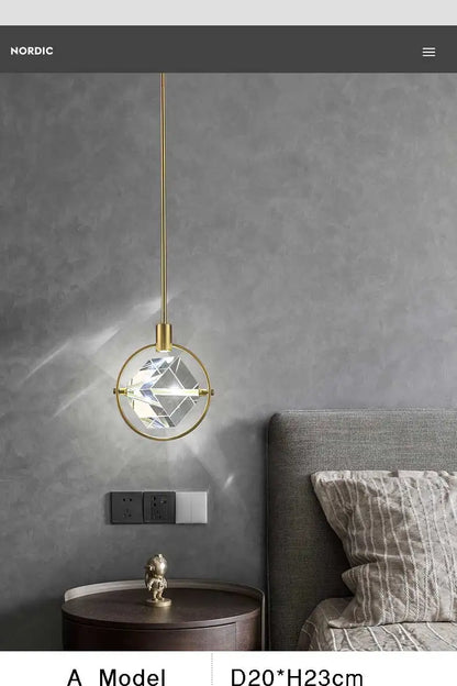 Crystal Led Pendant Lights Kitchen Fixture Suspension Bedside Hanging Lamp Nordic Loft Living Room Dining Room Indoor Home Decor