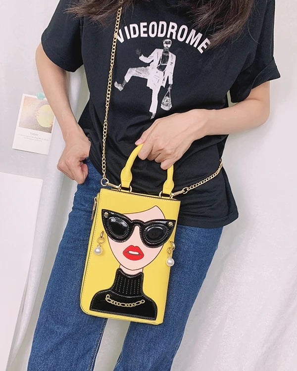 Sexy Lady Face Purses and Handbags for Women Fashion Designer Chain Shoulder Bag Party Clutch Funky Female Crossbody Bags 2022